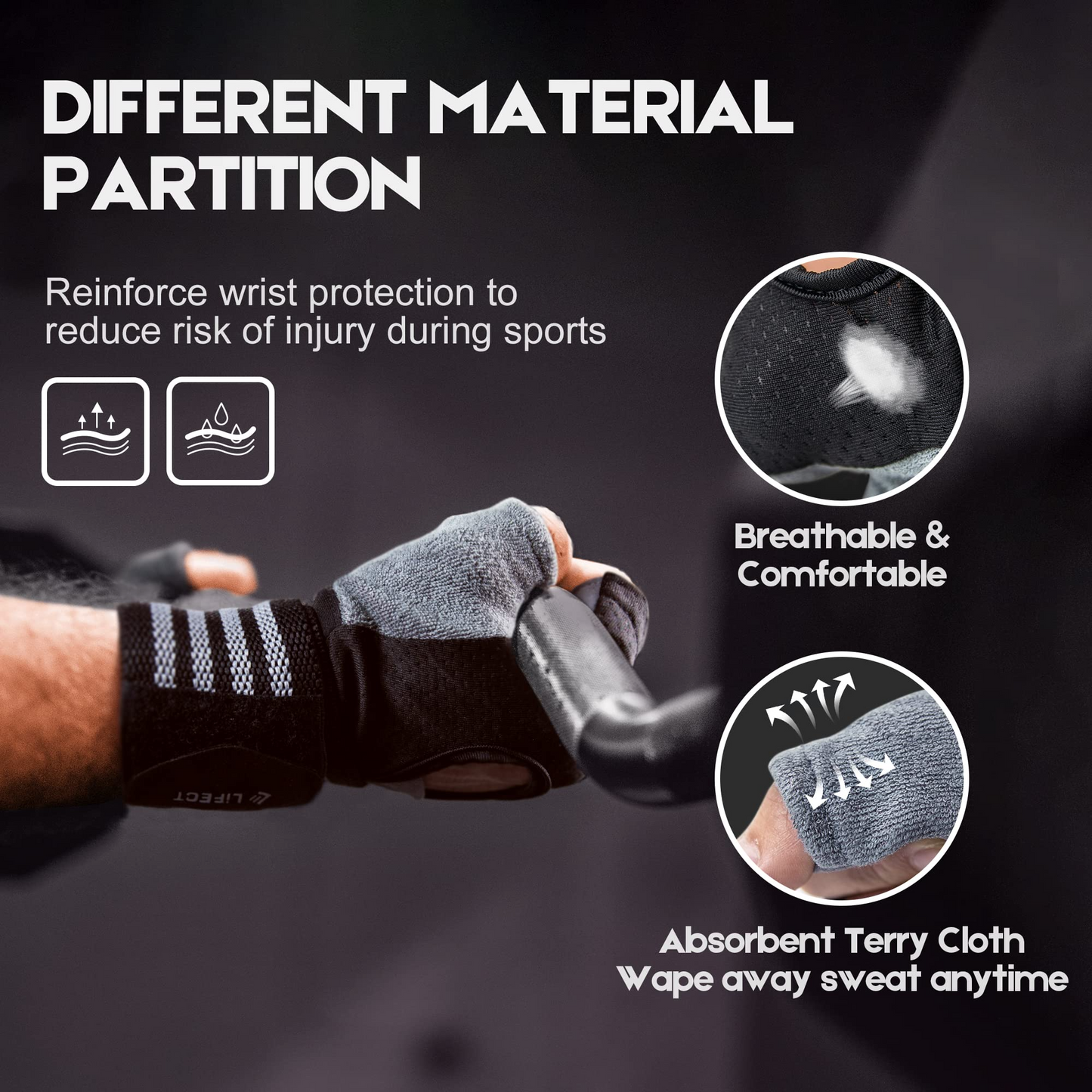 LIFECT Workout Gloves with Wrist Support for Men & Women